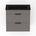 Ver imagem 3 de Gabinete Integrado 2 Gavetas com Lavatório 65x62cm Cube Cinza/Stone/Preto