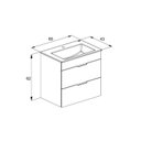 Ver imagem 2 de Gabinete Integrado 2 Gavetas com Lavatório 65x62cm Cube Cinza/Stone/Preto