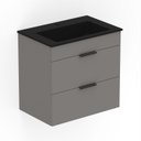 Ver imagem 1 de Gabinete Integrado 2 Gavetas com Lavatório 65x62cm Cube Cinza/Stone/Preto