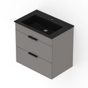 Ver imagem 4 de Gabinete Integrado 2 Gavetas com Lavatório 65x62cm Cube Cinza/Stone/Preto