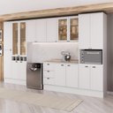 Ver imagem 1 de Cozinha Milla Emma Top 17 Portas 3 Gavetas MDF 380cm Branca Móveis Carraro