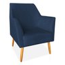 Poltrona Decorativa Julia Veludo Pés Palito Castanho Azul Marinho - 1