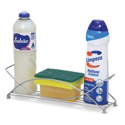 Porta Detergente Esponja Bucha Sabão Organizador Pia Cozinha Suporte Cromado - 1