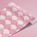 Ver imagem 4 de Papel de Parede Infantil - Escamas Rosa e Branco Arte Destaque 3 Metros