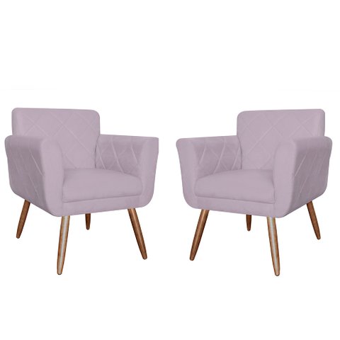 Conjunto 2 Poltronas Cadeiras Isabella Sala de Estar Veludo Rose - Incasa Decor