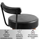 Ver imagem 5 de Banqueta Alta 60 Cm Estofada Corino Preto com Encosto Retrô Pé Palito P/ Cozinha Área Gourmet Balcão