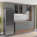Ver imagem 3 de Armário de Cozinha Completa com Balcão Milla Lounge Carraro Nogal com Cinza Titânio