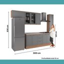 Ver imagem 2 de Armário de Cozinha Completa com Balcão Milla Lounge Carraro Nogal com Cinza Titânio
