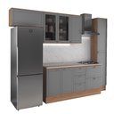 Ver imagem 1 de Armário de Cozinha Completa com Balcão Milla Lounge Carraro Nogal com Cinza Titânio