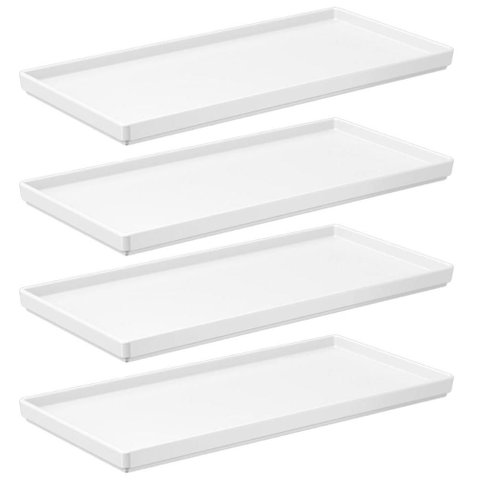Kit 4 Pratos Retangulares Branco Servir Petiscos 27x13cm Comidas Japonesa Bandejas Decorativa Uno