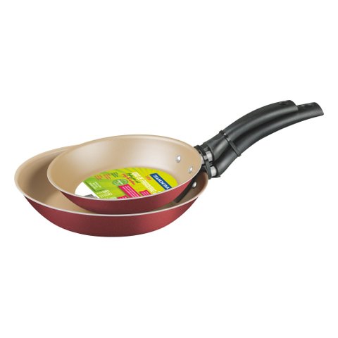 Jogo de Frigideiras Tramontina Turim em Alumínio Antiaderente Vermelho 2 Peças - 16cm/20cm Tramontin