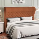 Ver imagem 2 de Kit Cabeceira Cama Box Casal 195 Cm Madrid com Puff Recamier Santorini Bouclê Terracota - Lyam