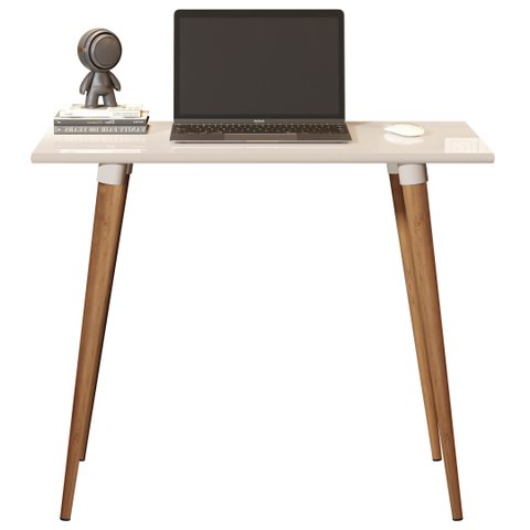 Mesa Escritório Computador Escrivaninha Branca Preta Pequena:OFF WHITE