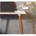 Ver imagem 3 de Mesa Escritório Computador Escrivaninha Branca Preta Pequena:OFF WHITE