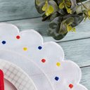 Ver imagem 2 de Kit 6 Jogos Americanos Bordado Simples com Guardanapos - Poá Branco