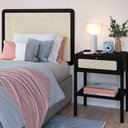 Ver imagem 1 de Cabeceira Cama Solteiro 90cm e Mesa de Cabeceira com Gaveta Cor:nero