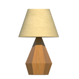 Abajur de Mesa Facetado 60x40cm Cúpula Algodão Crú e Madeira - Freijó - 1