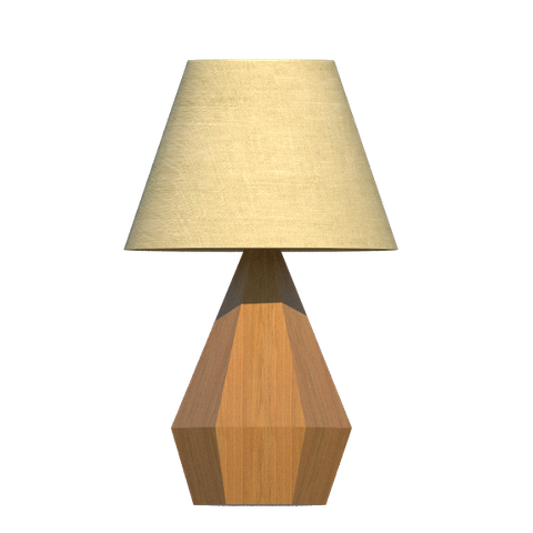 Abajur de Mesa Facetado 60x40cm Cúpula Algodão Crú e Madeira - Freijó