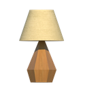 Ver imagem 1 de Abajur de Mesa Facetado 60x40cm Cúpula Algodão Crú e Madeira - Freijó