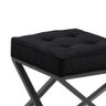 Puff Quadrado Estilo Industrial de Linho - Preto - 3