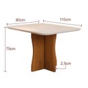 Ver imagem 2 de Mesa de Jantar 4 Lugares Retangular Moderna Bella, Tampo Chanfrado Mdf/vidro, Base Madeira Maciça