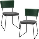 Ver imagem 1 de Kit 02 Cadeiras Decorativas Sala Jantar Allana L02 Facto Verde Musgo Linho Cinza Escuro - Lyam