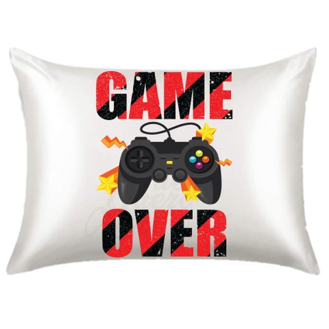 Fronha de Cetim Personalizada Antifrizz Gamer Over Mg1