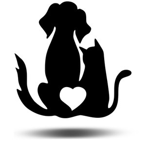 Painel Quadro Decorativo Cachorro E Gato Mdf Preto Fosco