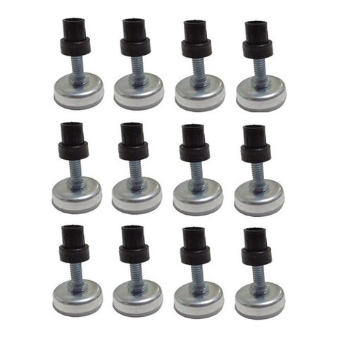 Kit 12 Pés Niveladores para Cama Box Cadeiras Mesas 5/16 Metálicos