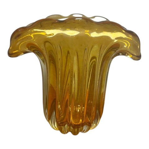 Vaso Tipo Murano de Vidro Âmbar g 18 x 15cm | Casa Del Grande