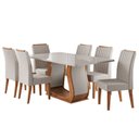Ver imagem 2 de Conjunto Sala de Jantar Mesa 160x80,8cm Tampo com Vidro 6 Cadeiras Inspirare Yescasa Bege/Mel