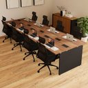 Ver imagem 1 de Plataforma de Trabalho 8 Lugares 3,60m Pé Painel Nogal P F5 Cor:Nogal com Preto