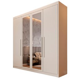 Guarda Roupa 4 Portas Aurora com Espelho Off White - Móveis Europa - 2