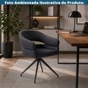 Ver imagem 6 de Kit 2 Cadeiras Giratória Hanover Fratini Revestimento em Tecido Linho Preto e Base em Aço Carbono