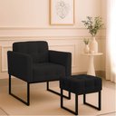 Ver imagem 1 de Poltrona Sala e Puff Decorativo Industrial Elisa Veludo Preto D03 - D’Rossi