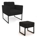Ver imagem 2 de Poltrona Sala e Puff Decorativo Industrial Elisa Veludo Preto D03 - D’Rossi