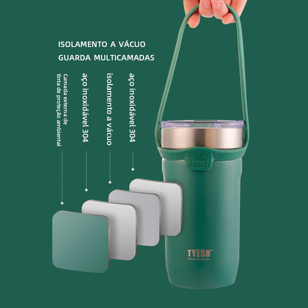 Copo Térmico Aço Inoxidável Vácuo Alway Verde Tyeso 550ml - 4