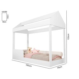 Cama Casinha Montessoriana Infantil com Colchão e Voal Rosa Crystal - 3