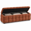 Ver imagem 5 de Recamier Baú Cama Queen 193cm Banco Puf Estofado Bouclé Boss:Terra Cota/Bouclé