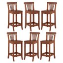 Ver imagem 1 de Kit 6 Banquetas Média Madeira Maciça Valentina 36x90Cm Bancada Cozinha Gourmet Verniz Imbuia - RMI