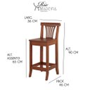 Ver imagem 3 de Kit 6 Banquetas Média Madeira Maciça Valentina 36x90Cm Bancada Cozinha Gourmet Verniz Imbuia - RMI
