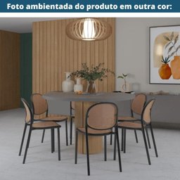 Kit 4 Cadeiras Empilhável Positano Fratini Polipropileno Cor Nude e Assento Simulando Palha Rattan - 5