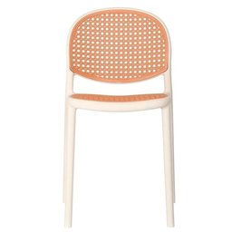 Kit 4 Cadeiras Empilhável Positano Fratini Polipropileno Cor Nude e Assento Simulando Palha Rattan - 7