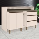 Ver imagem 1 de Bancada de Cozinha Kit Ilha Gourmet Connect 2 Portas 3 Gavetas Ripado Ce814 Duna/off White - Henn