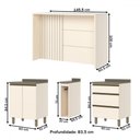 Ver imagem 4 de Bancada de Cozinha Kit Ilha Gourmet Connect 2 Portas 3 Gavetas Ripado Ce814 Duna/off White - Henn