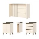 Ver imagem 2 de Bancada de Cozinha Kit Ilha Gourmet Connect 2 Portas 3 Gavetas Ripado Ce814 Duna/off White - Henn