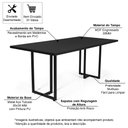 Ver imagem 2 de Mesa de Jantar Retangular Industrial 6 Lugares 200x90cm Atos Preta - Straub Web