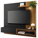 Ver imagem 1 de Painel Bancada Suspensa para TV até 60 Polegadas 160cm Ripado Palmas C05 Preto/Noce Milano - Mpozenato
