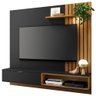 Painel Bancada Suspensa para TV até 60 Polegadas 160cm Ripado Palmas C05 Preto/Noce Milano - Mpozenato - 1