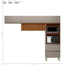 Ver imagem 4 de Cozinha Modulada Proença 3 Peças com Torre Quente 2 Fornos e Aéreo 120cm Ripado Nogueira Touch/